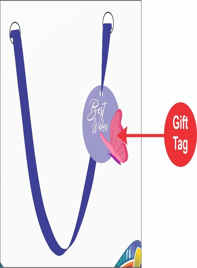 DOODLEDASH Gift Carry Bags - Medium Size (25 x 33 x 8.5 cm) For All Gifting & Festive Occasions - Quality With Satin Ribbon Handles & Gift Tag - Design 5 (Butterfly) - Pack of 12 Pcs - Image 5